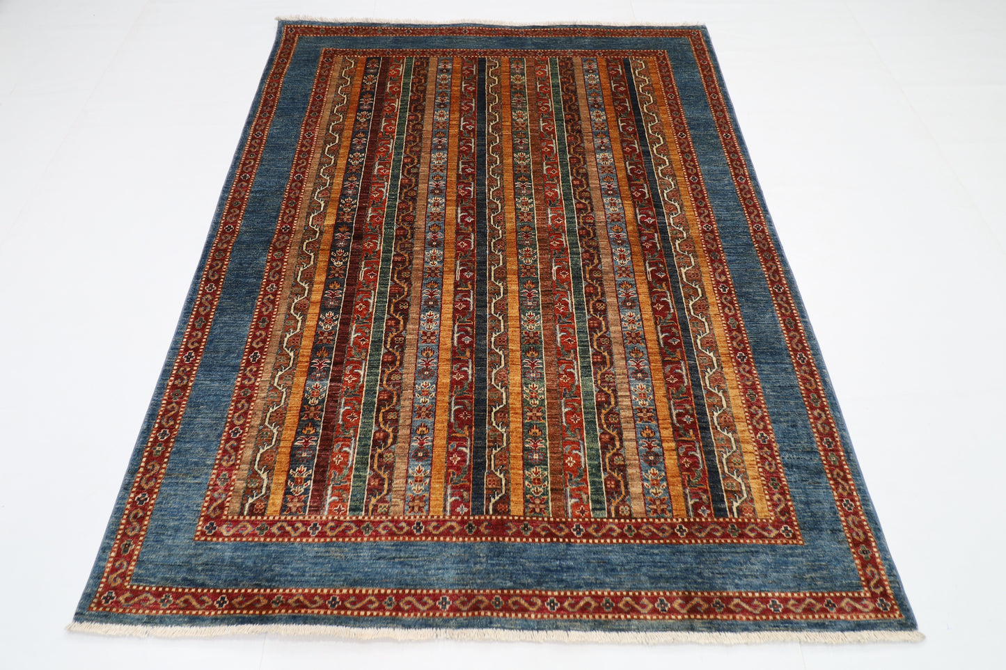 160 x 205 cm | Shawl Afghan Tribal Hand Knotted Natural Veg Dye Wool Carpet