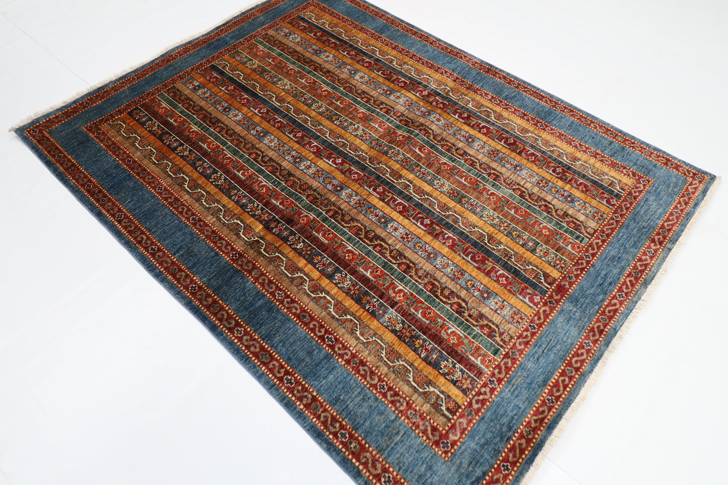 160 x 205 cm | Shawl Afghan Tribal Hand Knotted Natural Veg Dye Wool Carpet
