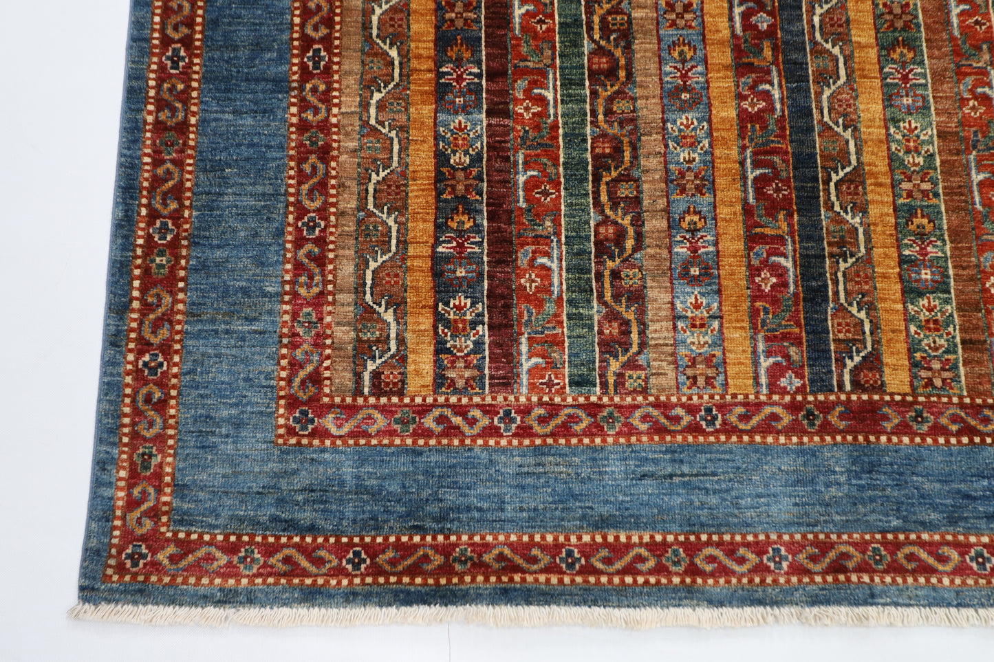 160 x 205 cm | Shawl Afghan Tribal Hand Knotted Natural Veg Dye Wool Carpet