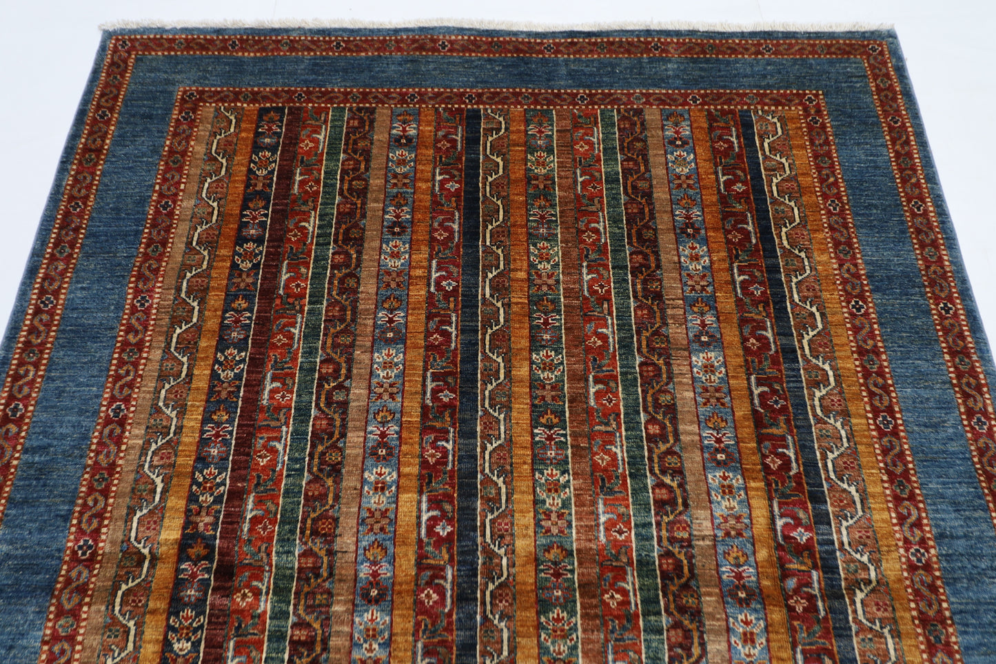 160 x 205 cm | Shawl Afghan Tribal Hand Knotted Natural Veg Dye Wool Carpet