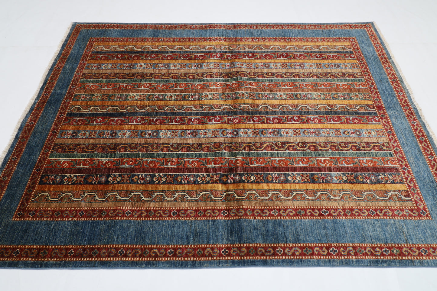 160 x 205 cm | Shawl Afghan Tribal Hand Knotted Natural Veg Dye Wool Carpet
