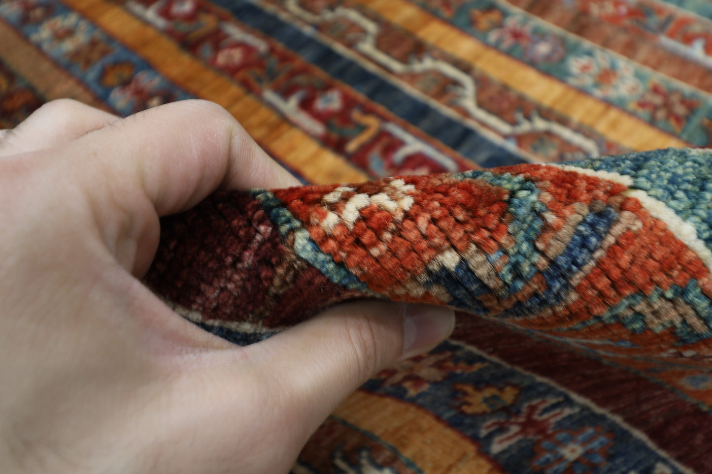 160 x 205 cm | Shawl Afghan Tribal Hand Knotted Natural Veg Dye Wool Carpet