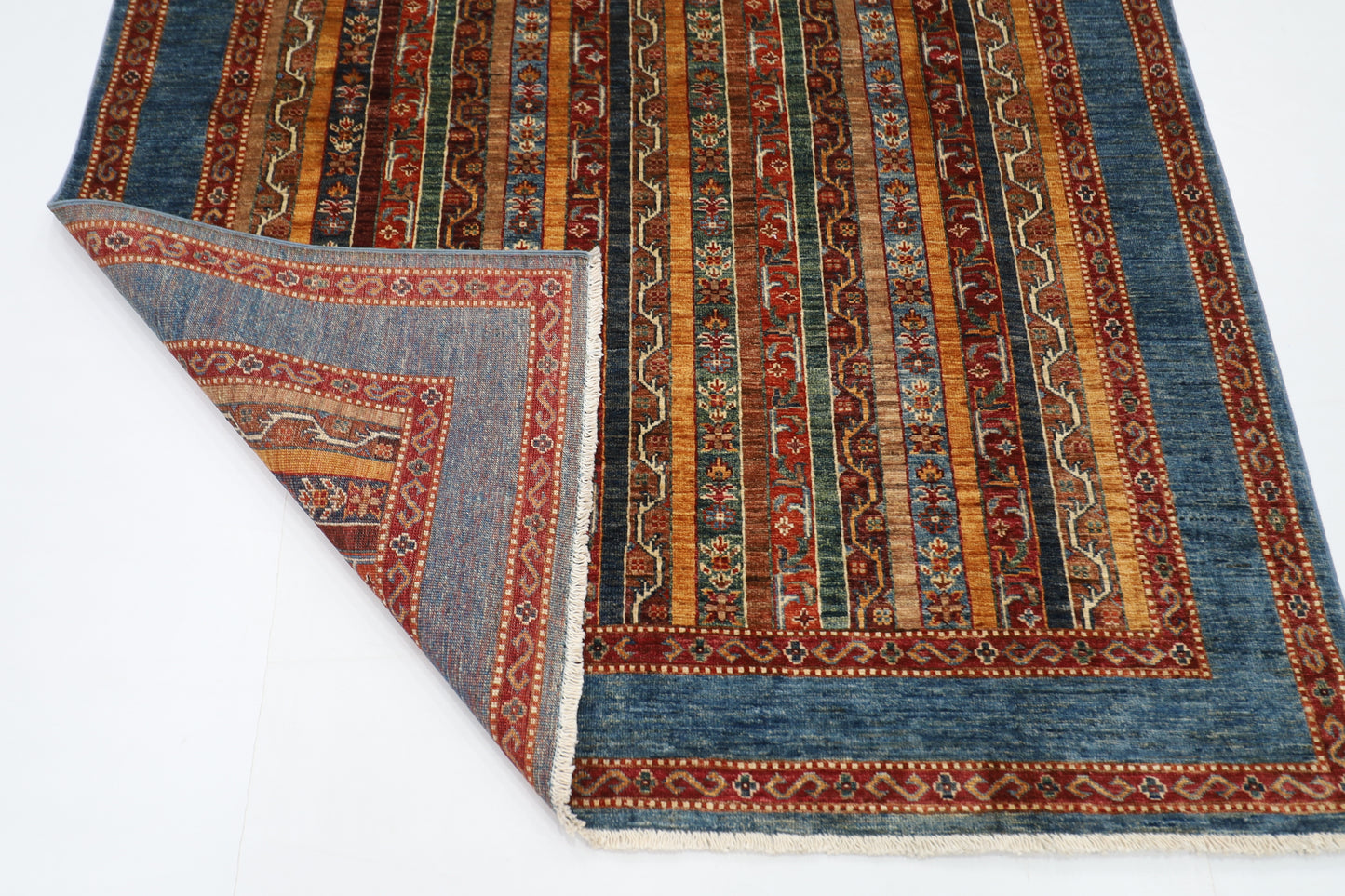 160 x 205 cm | Shawl Afghan Tribal Hand Knotted Natural Veg Dye Wool Carpet