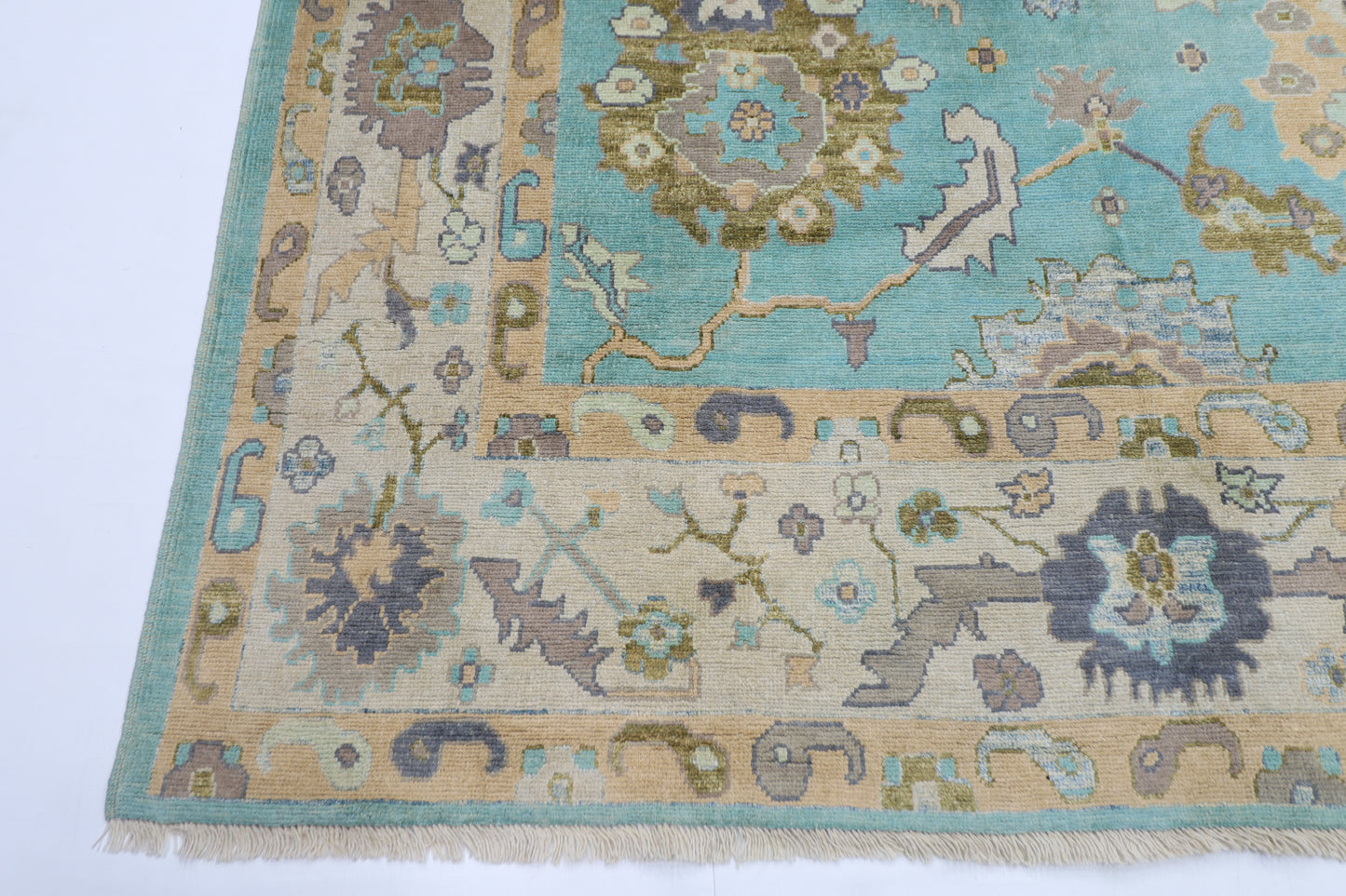 207 x 307 cm | Oushak Afghan Tribal Hand Knotted Natural Veg Dye Wool Carpet