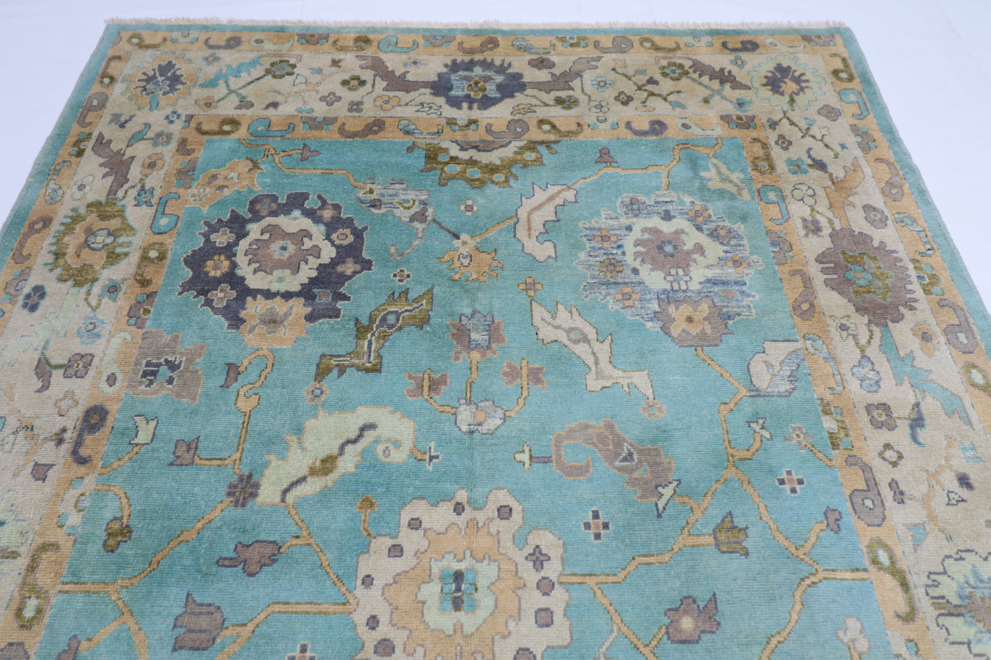 207 x 307 cm | Oushak Afghan Tribal Hand Knotted Natural Veg Dye Wool Carpet