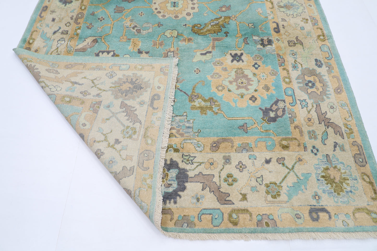 207 x 307 cm | Oushak Afghan Tribal Hand Knotted Natural Veg Dye Wool Carpet