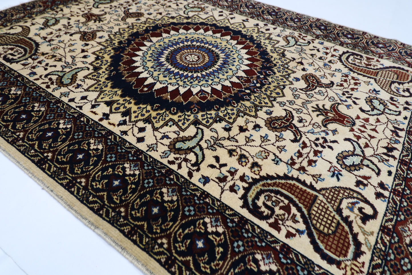 105 x 146 cm | Medallion Afghan Tribal Hand Knotted Natural Veg Dye Wool Carpet
