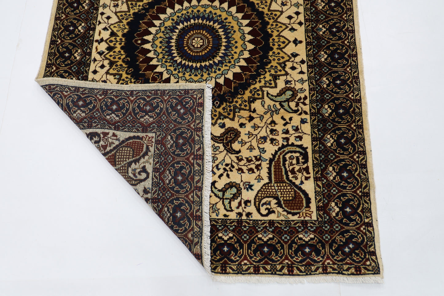 105 x 146 cm | Medallion Afghan Tribal Hand Knotted Natural Veg Dye Wool Carpet