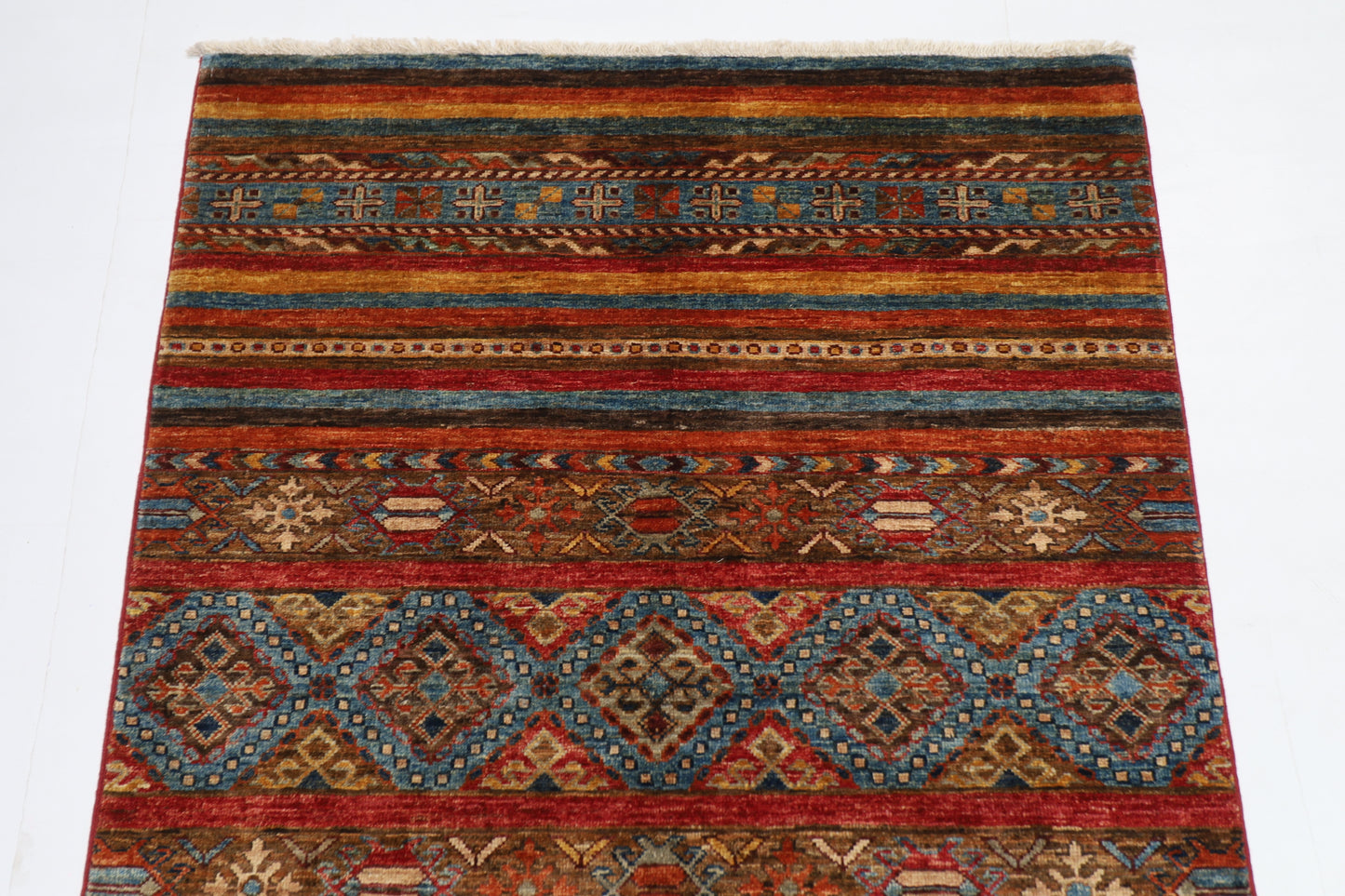 105 x 152 cm | Khorjun Afghan Tribal Hand Knotted Natural Veg Dye Wool Carpet