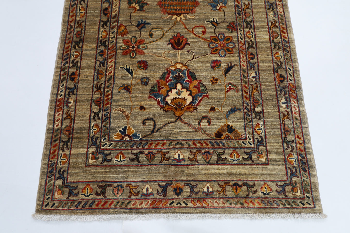 100 x 148 cm | Sultani Afghan Tribal Hand Knotted Natural Veg Dye Wool Carpet
