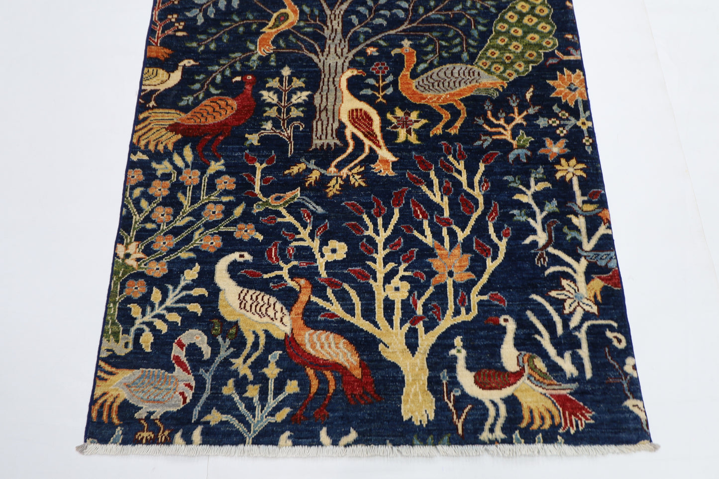 101 x 149 cm | Birds Afghan Tribal Hand Knotted Natural Veg Dye Wool Carpet