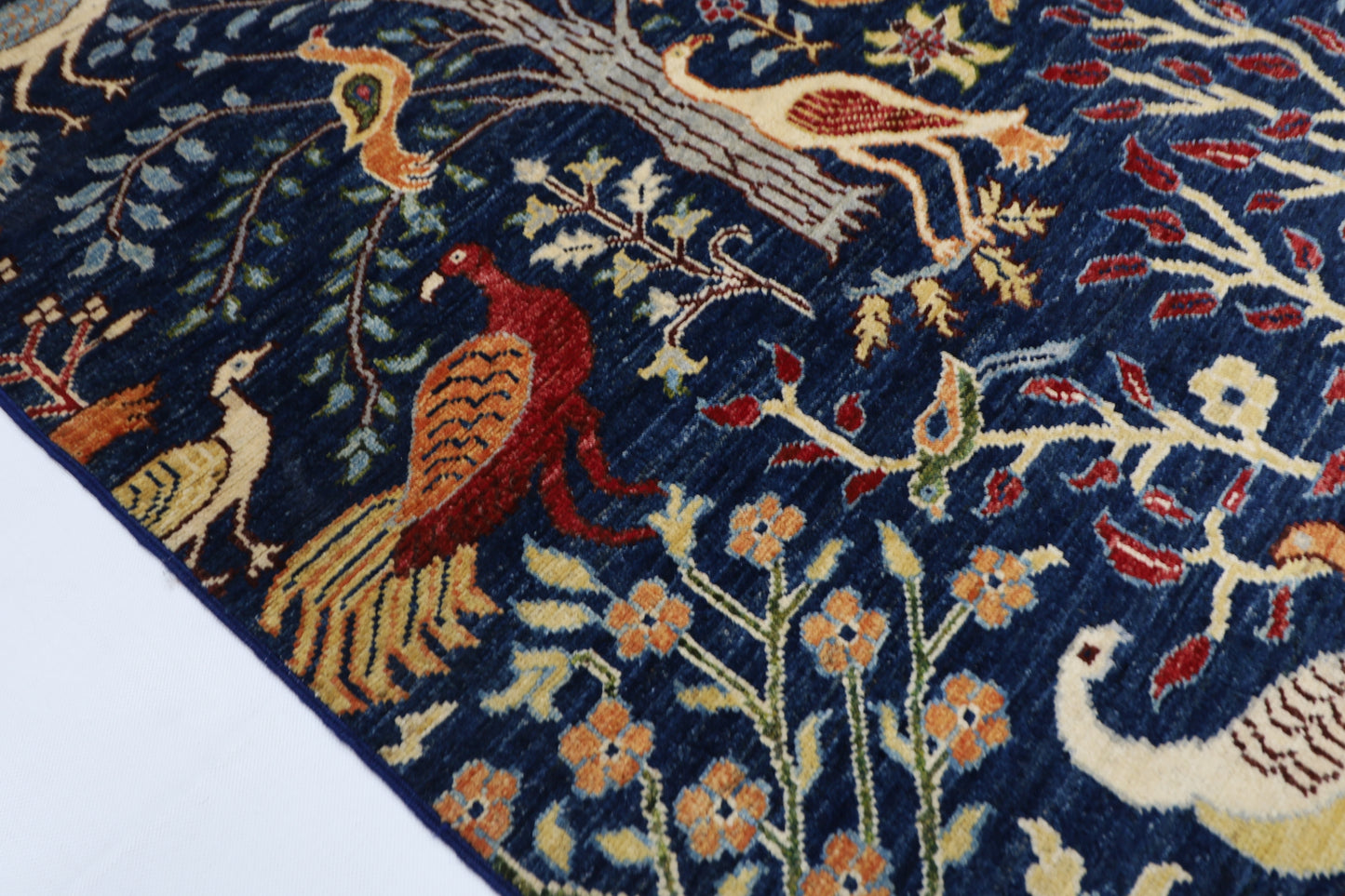 101 x 149 cm | Birds Afghan Tribal Hand Knotted Natural Veg Dye Wool Carpet