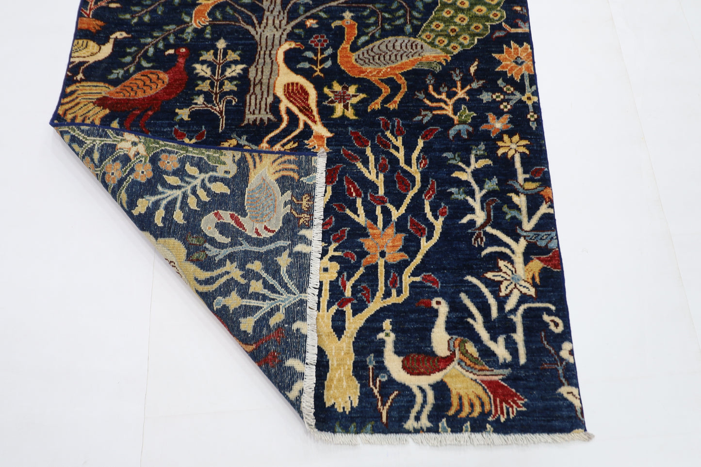 101 x 149 cm | Birds Afghan Tribal Hand Knotted Natural Veg Dye Wool Carpet
