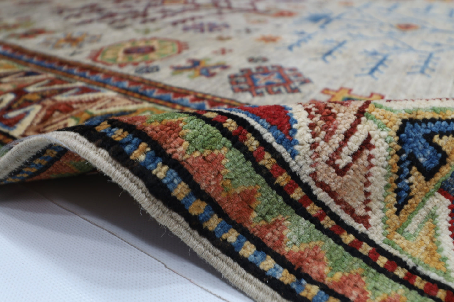 126 x 186 cm | Grey Afghan Tribal Hand Knotted Natural Veg Dye Wool Carpet