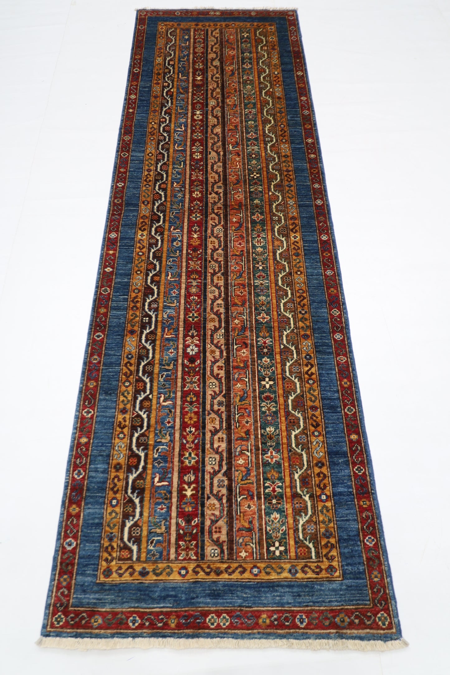 79 x 257 cm | Shawl Afghan Tribal Hand Knotted Natural Veg Dye Wool Carpet