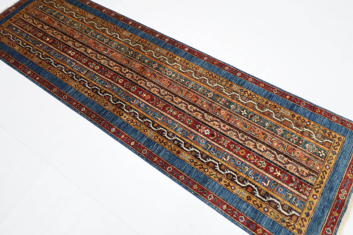 79 x 257 cm | Shawl Afghan Tribal Hand Knotted Natural Veg Dye Wool Carpet