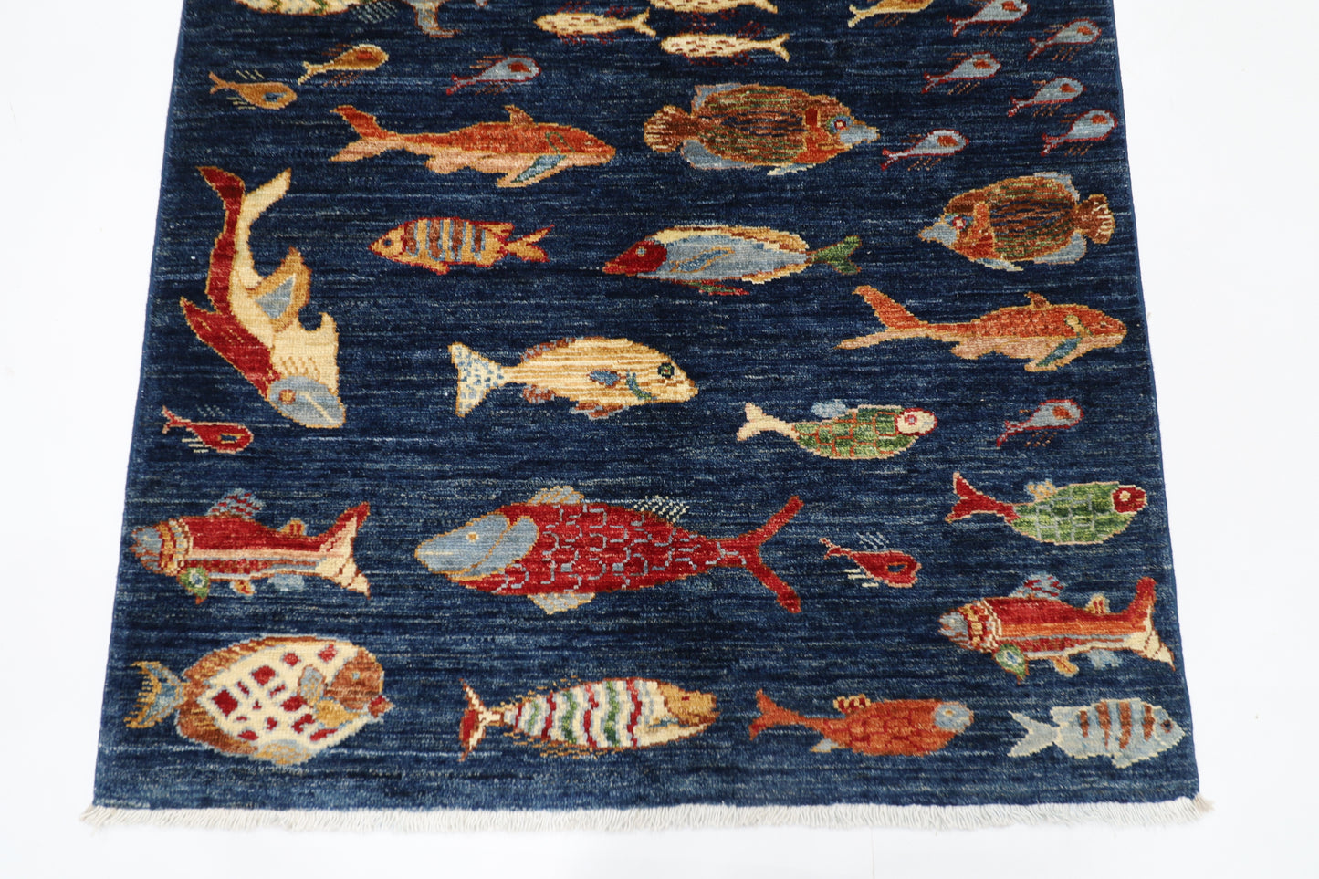 103 x 154 cm | Fish Party Afghan Hand Knotted Carpet