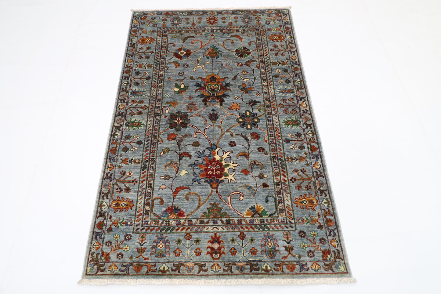 104 x 160 cm | Sultani Blueish Grey Afghan Hand Knotted Carpet