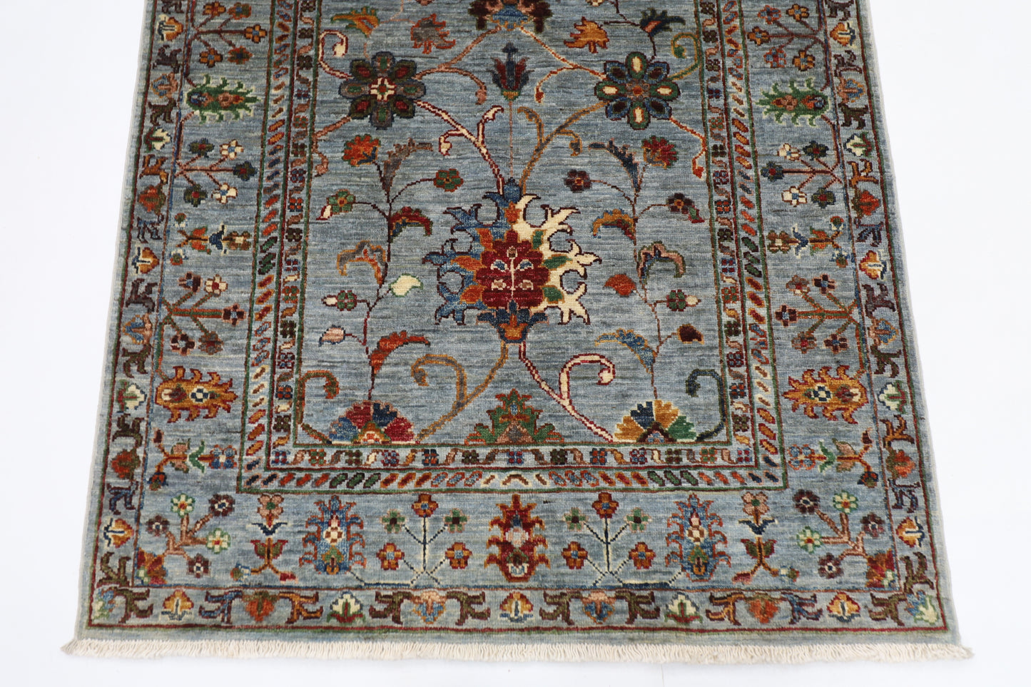 104 x 160 cm | Sultani Blueish Grey Afghan Hand Knotted Carpet