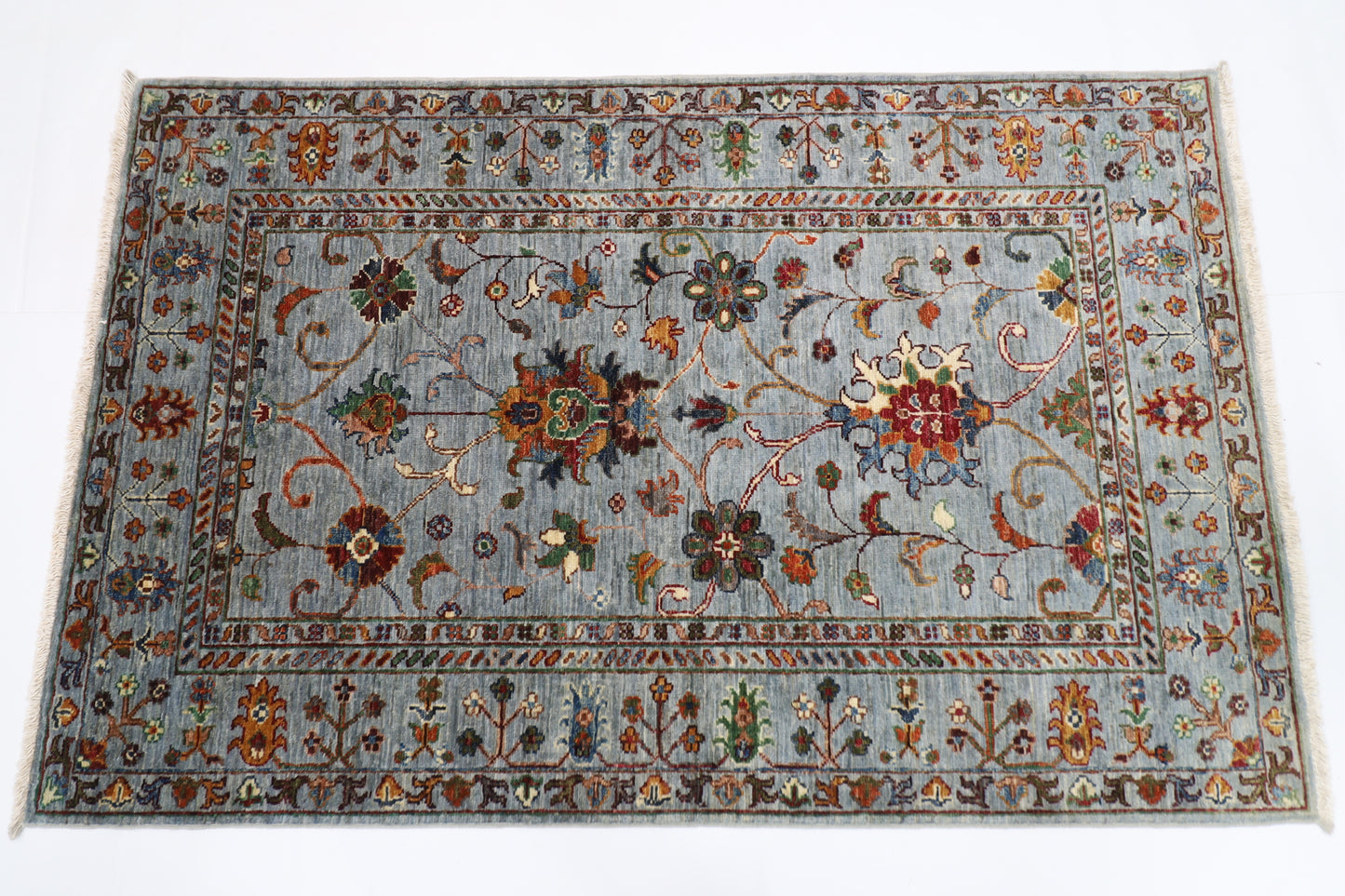 104 x 160 cm | Sultani Blueish Grey Afghan Hand Knotted Carpet