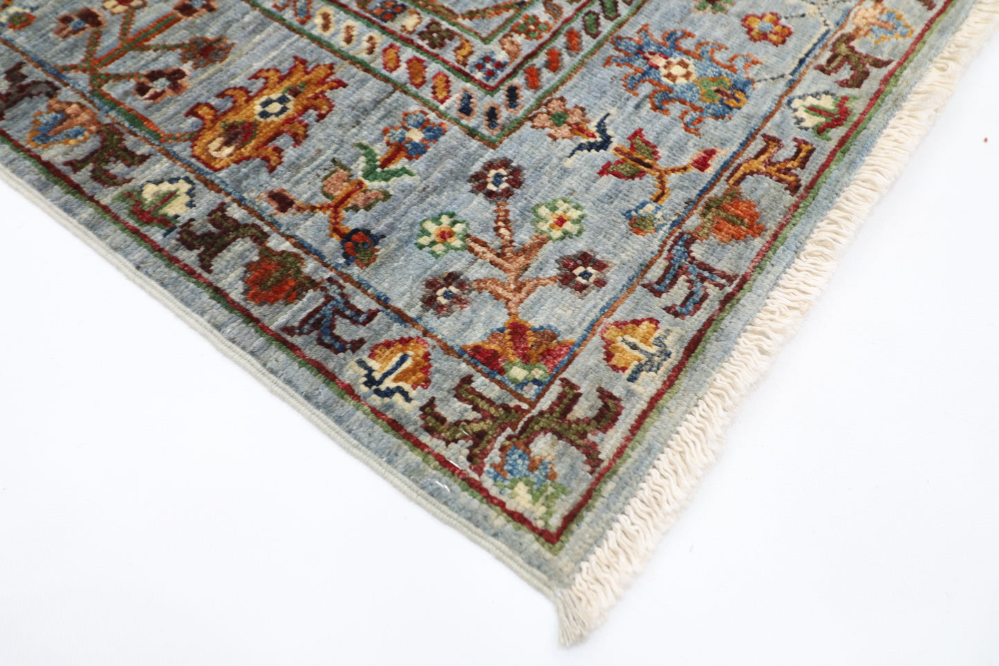 104 x 160 cm | Sultani Blueish Grey Afghan Hand Knotted Carpet