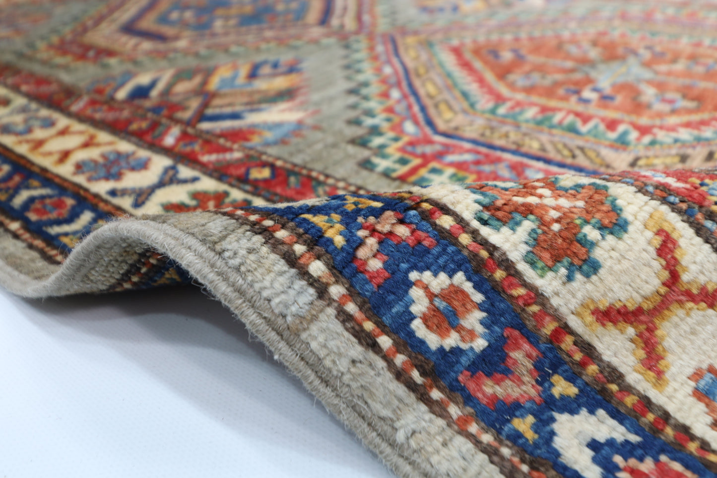 80 x 134 cm | Kazak Grey Afghan Hand Knotted Carpet