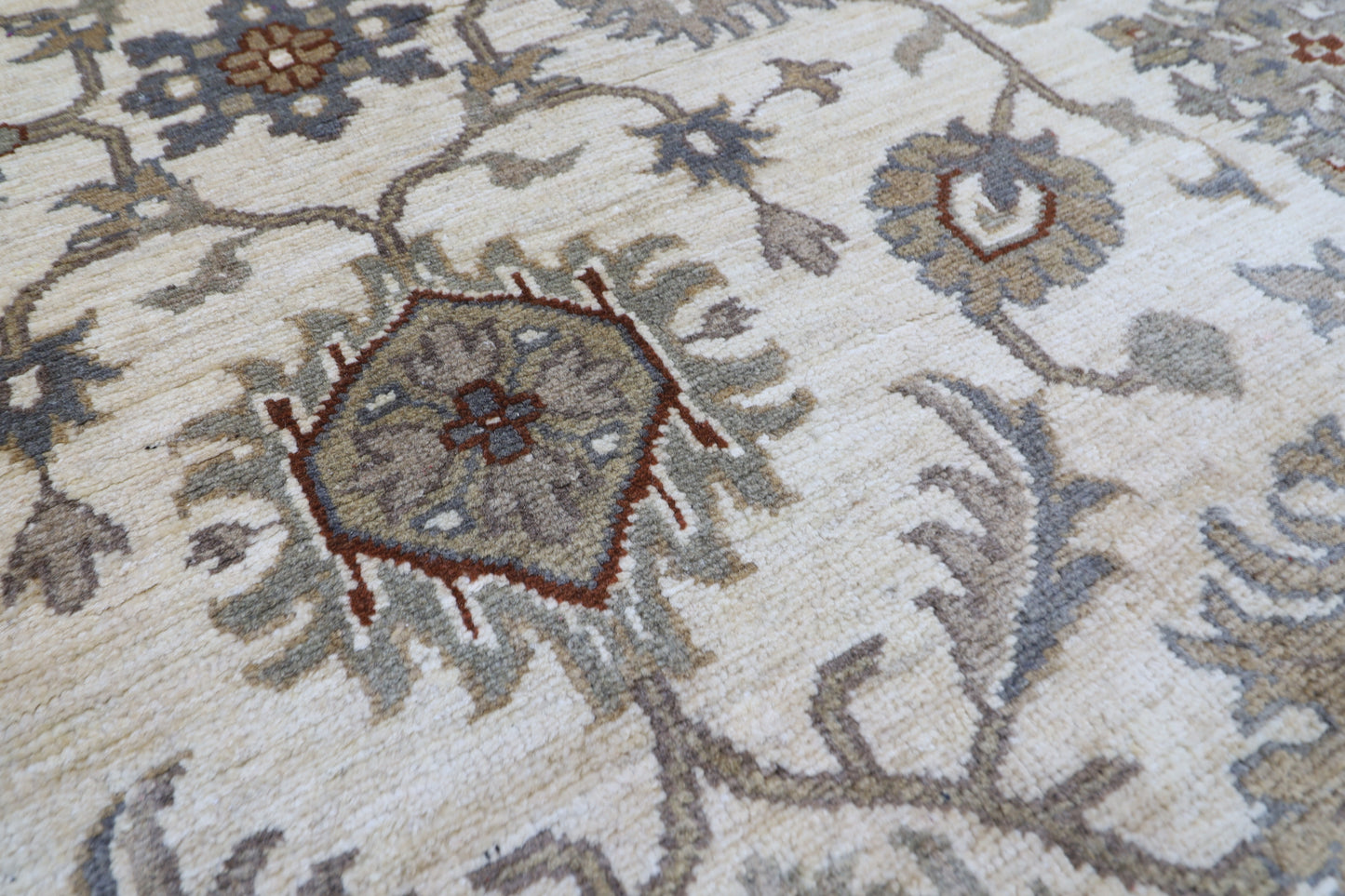 268 x 357 cm | Oriental Floral Beige Area Rug Afghan Hand Knotted Veg Dye Wool carpet