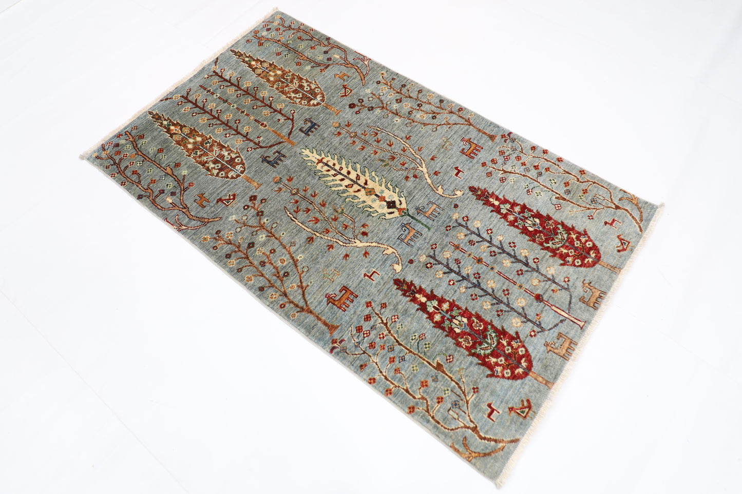91 x 149 cm | Tree Gabbeh Afghan Hand Knotted Carpet