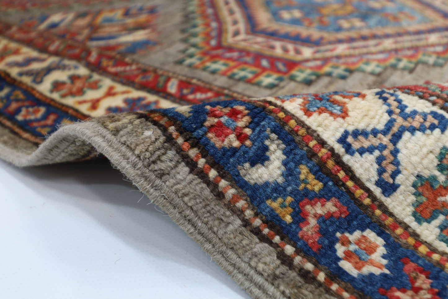 81 x 134 cm | Kazak Grey Afghan Hand Knotted Carpet