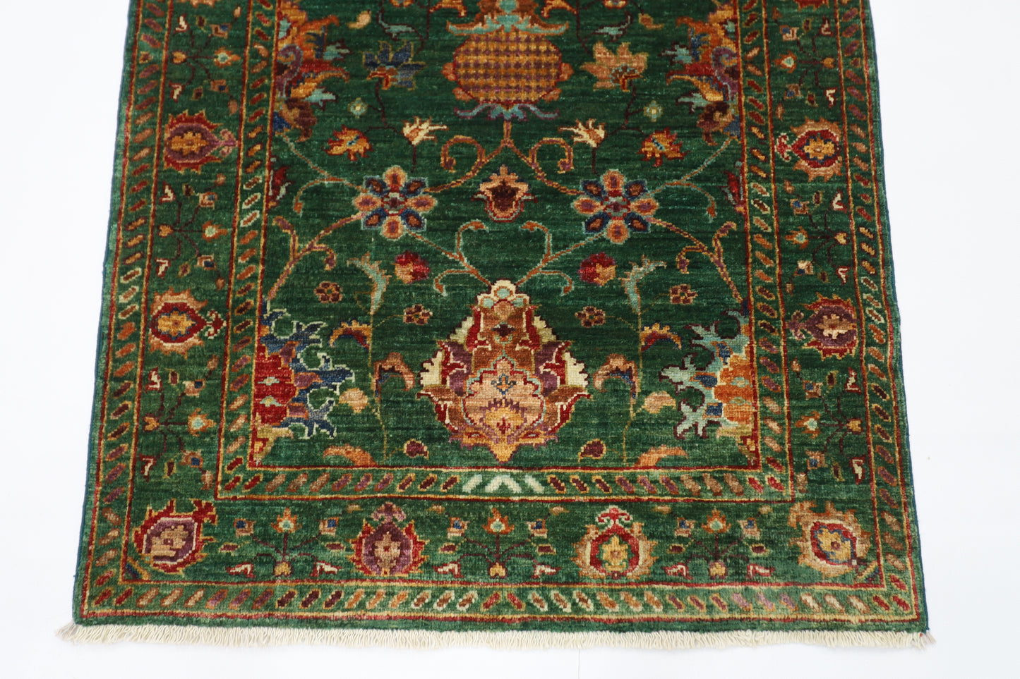 86 x 127 cm | Sultani Green Afghan Hand Knotted Carpet
