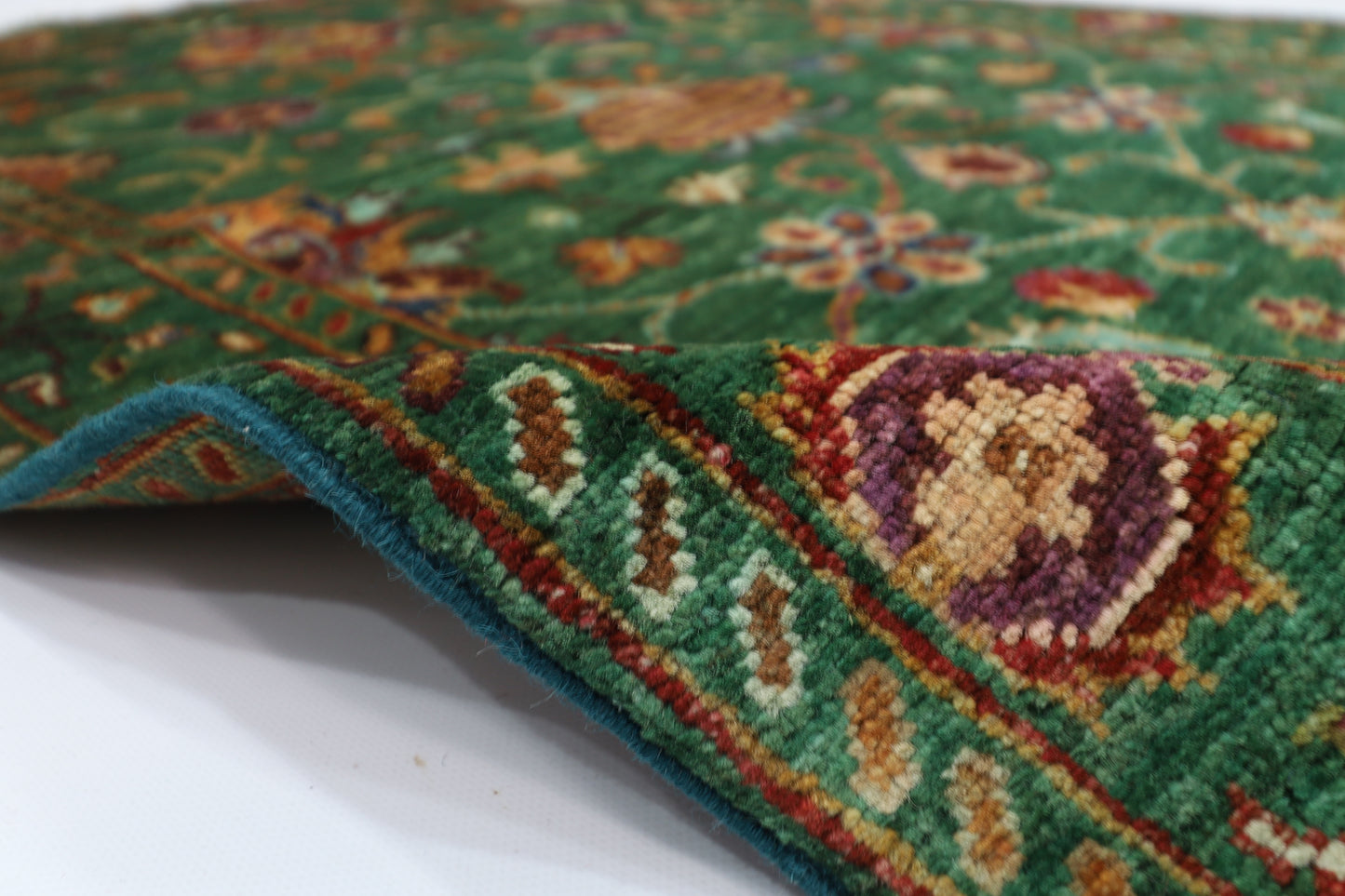 88 x 132 cm | Sultani Green Afghan Hand Knotted Carpet