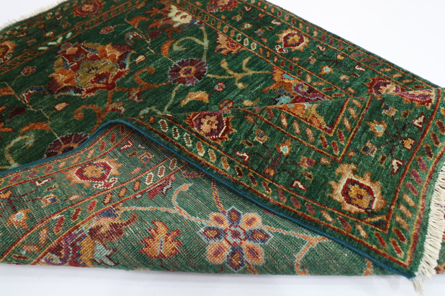 88 x 132 cm | Sultani Green Afghan Hand Knotted Carpet