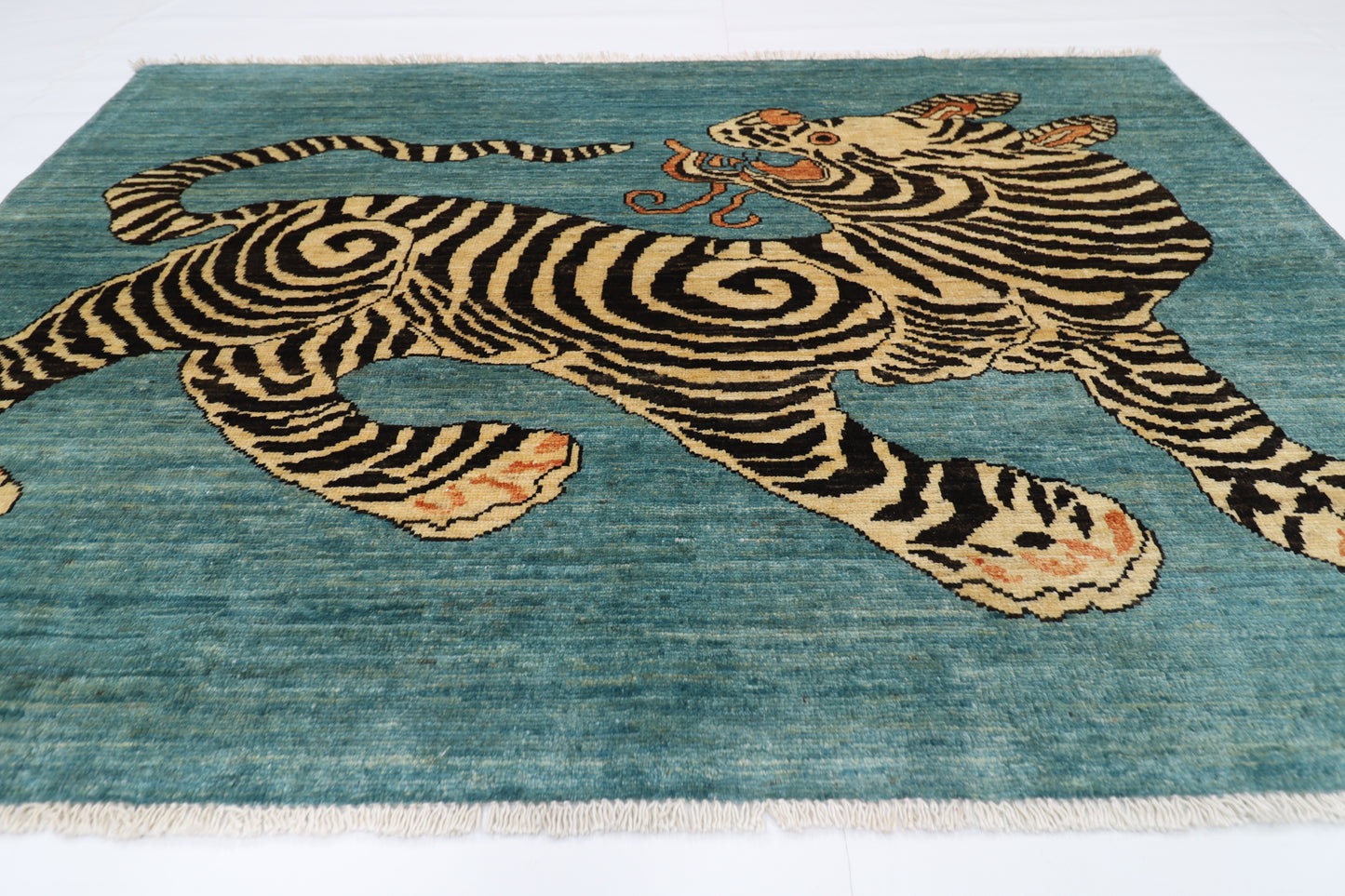 151 x 100 cm | Tibetan Tiger Afghan Hand Knotted Carpet