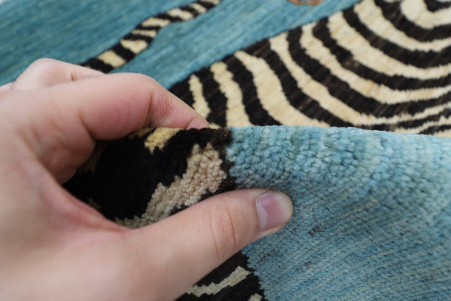151 x 100 cm | Tibetan Tiger Afghan Hand Knotted Carpet