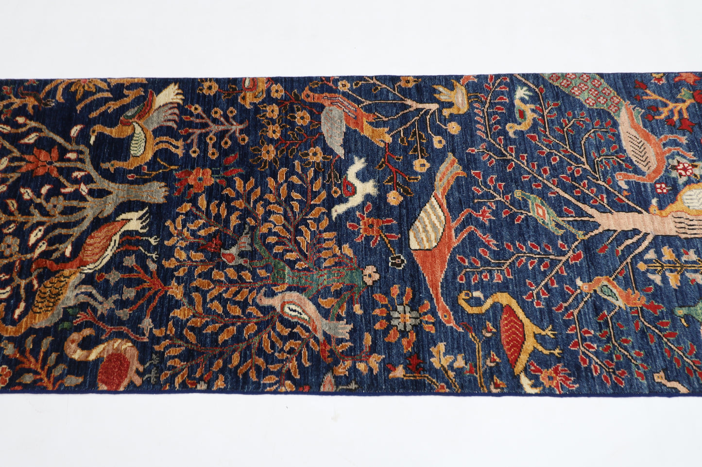 80 x 280 cm | Birds Navy Afghan Tribal Hand Knotted Natural Veg Dye Wool Runner