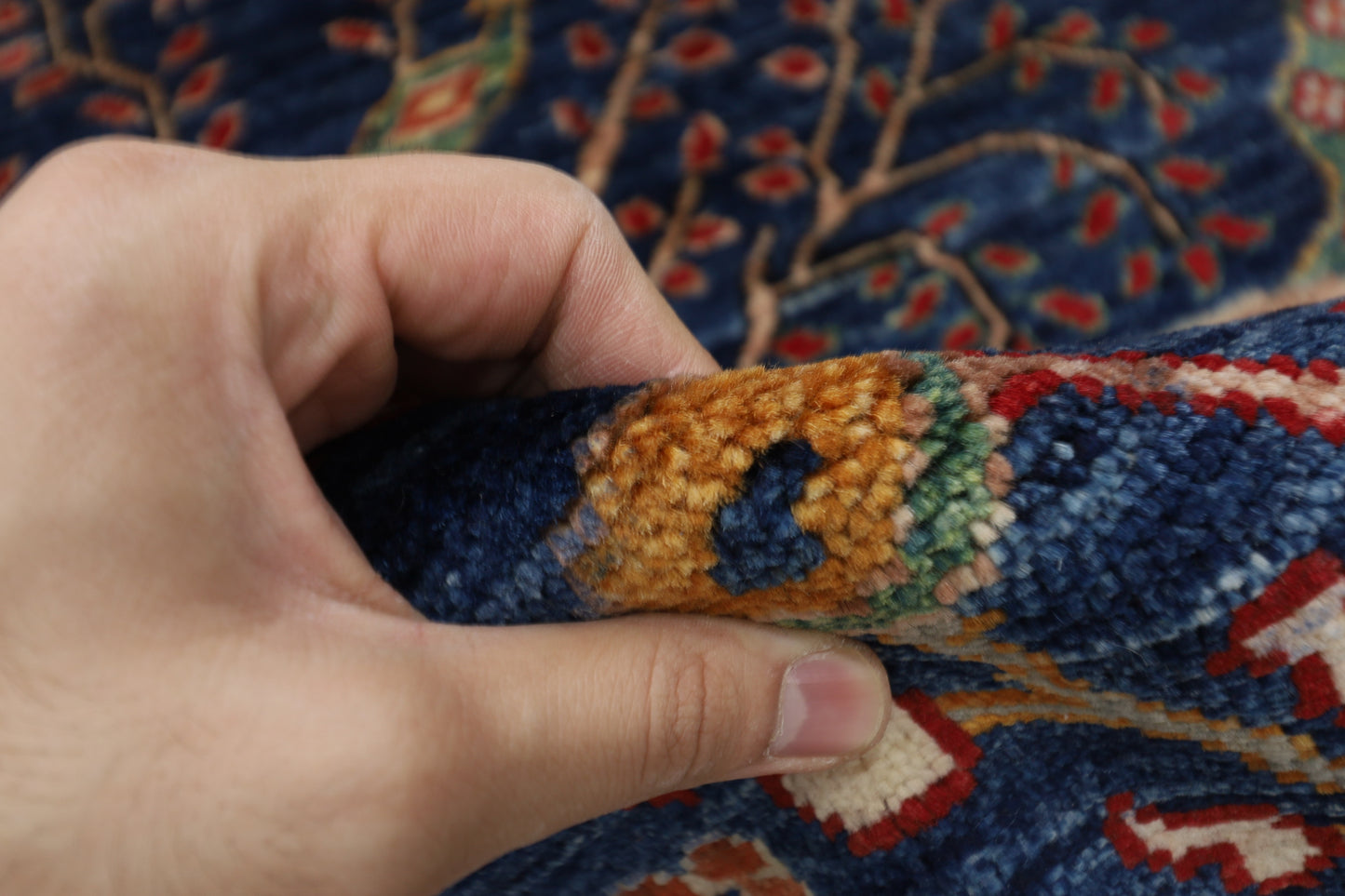80 x 280 cm | Birds Navy Afghan Tribal Hand Knotted Natural Veg Dye Wool Runner