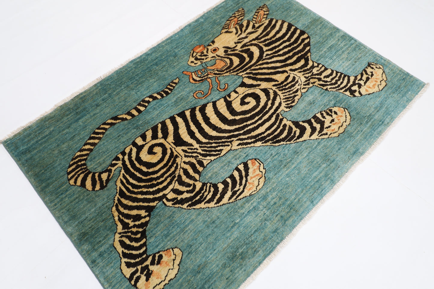 149 x 101 cm | Tibetan Tiger Afghan Hand Knotted Carpet