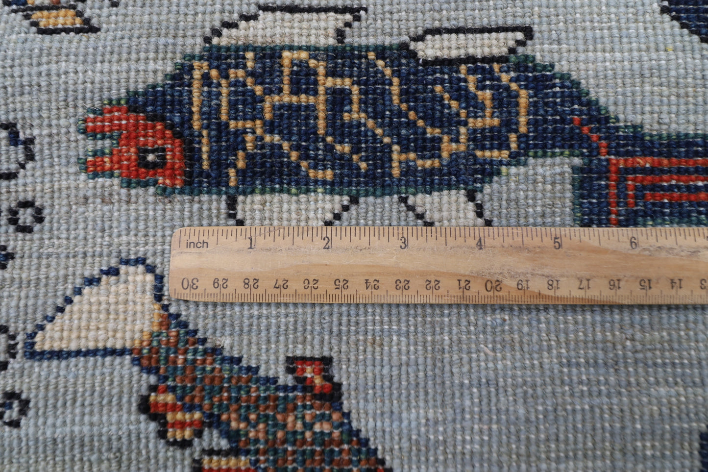 202 x 299 cm | Fish Gray Area Rug Afghan Hand Knotted veg Dye Wool carpet