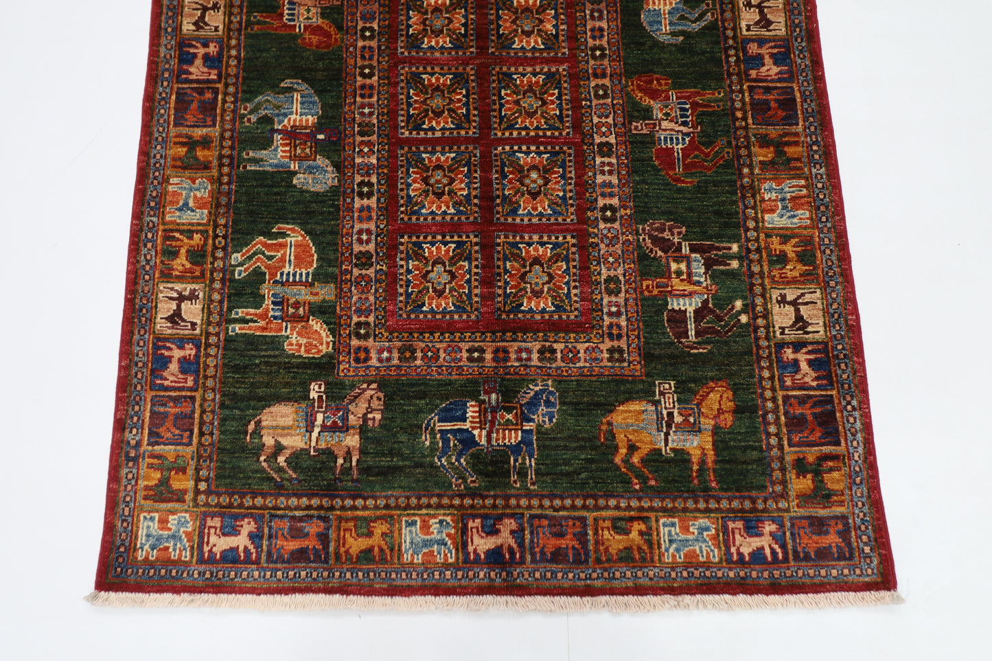 101 x 152 cm | Pazyryk Afghan Tribal Hand Knotted Natural Veg Dye Wool Carpet
