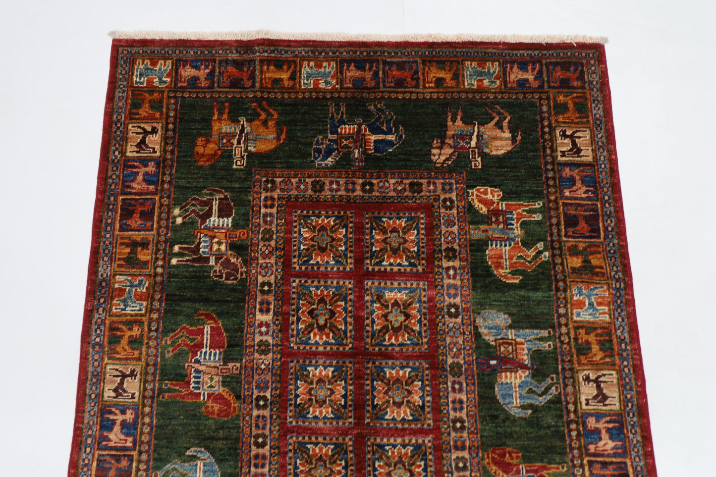 101 x 152 cm | Pazyryk Afghan Tribal Hand Knotted Natural Veg Dye Wool Carpet