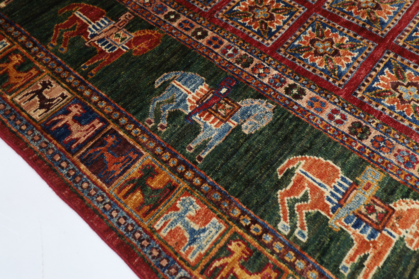 101 x 152 cm | Pazyryk Afghan Tribal Hand Knotted Natural Veg Dye Wool Carpet