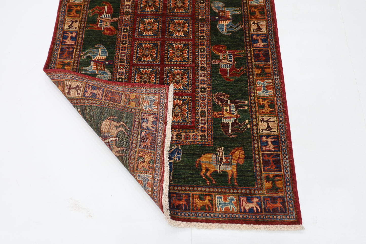 101 x 152 cm | Pazyryk Afghan Tribal Hand Knotted Natural Veg Dye Wool Carpet