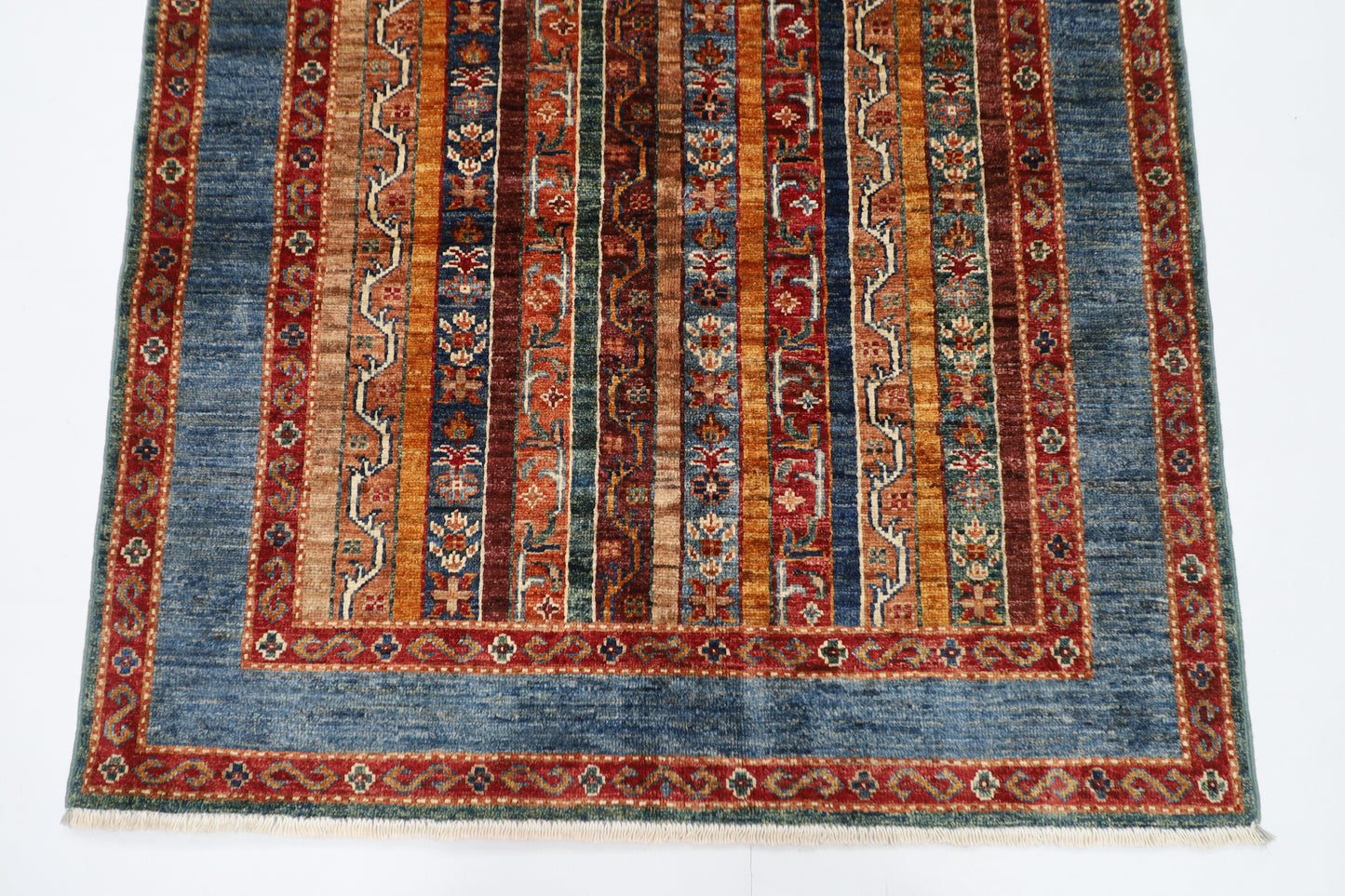 108 x 157 cm | Shawl Afghan Tribal Hand Knotted Natural Veg Dye Wool Carpet