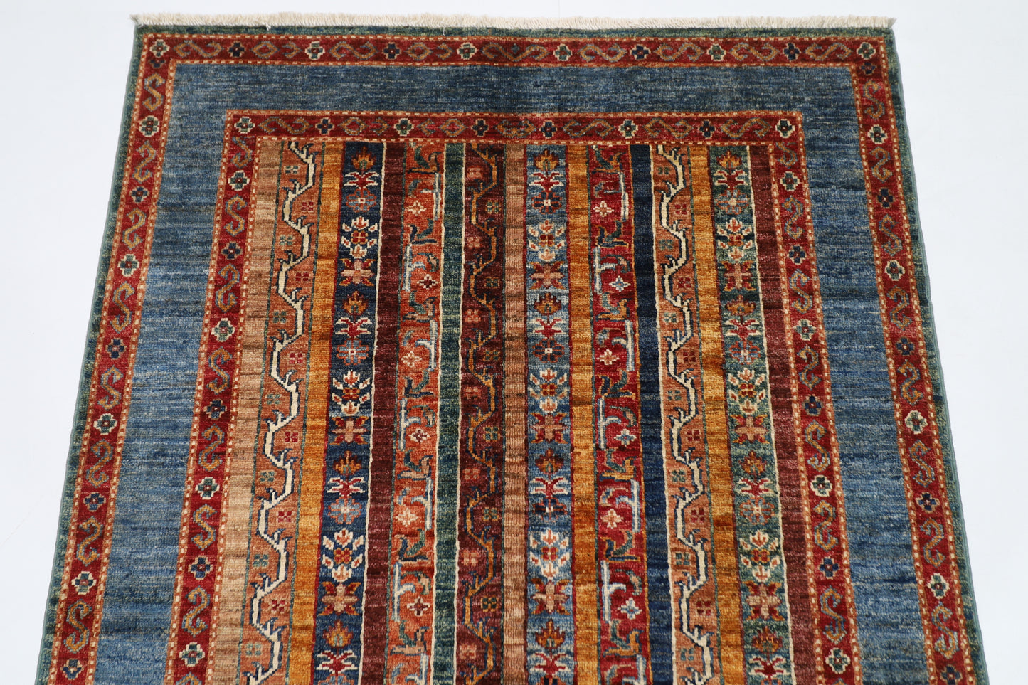 108 x 157 cm | Shawl Afghan Tribal Hand Knotted Natural Veg Dye Wool Carpet