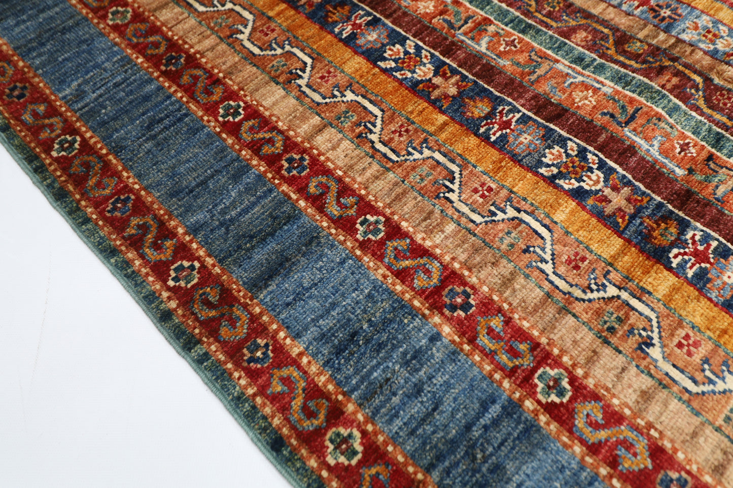 108 x 157 cm | Shawl Afghan Tribal Hand Knotted Natural Veg Dye Wool Carpet