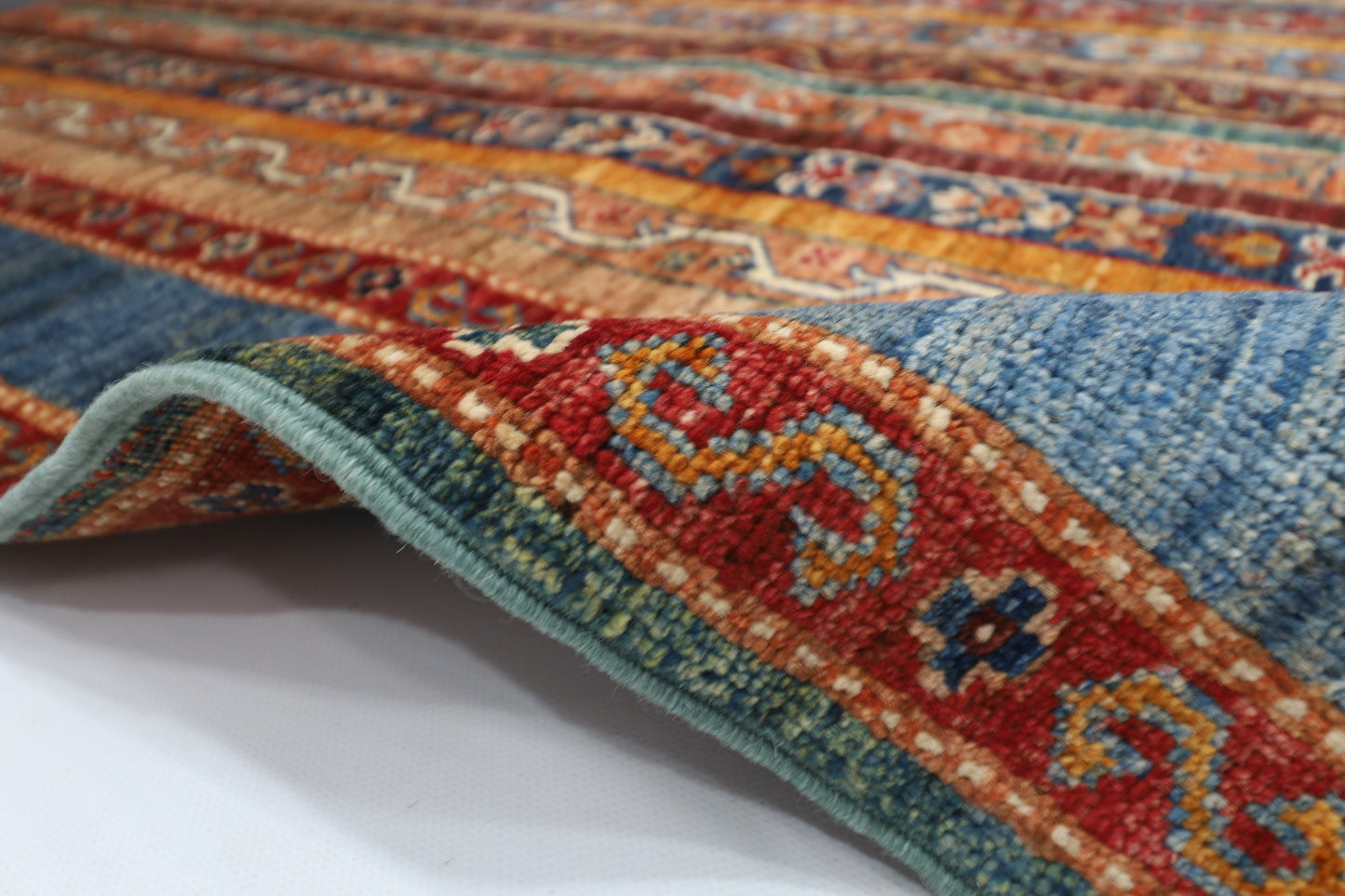 108 x 157 cm | Shawl Afghan Tribal Hand Knotted Natural Veg Dye Wool Carpet