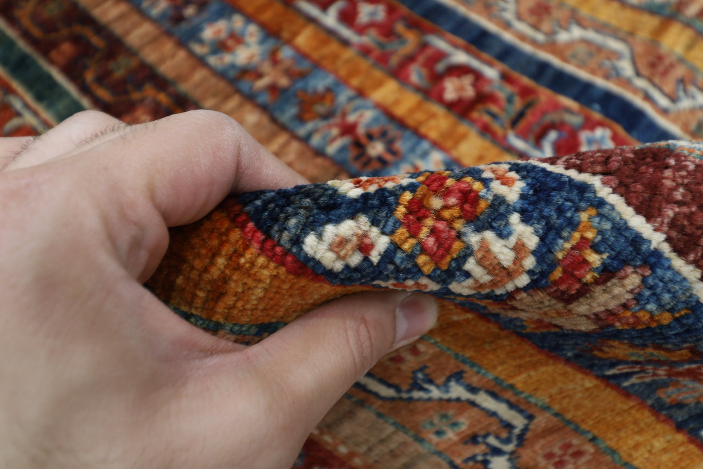 108 x 157 cm | Shawl Afghan Tribal Hand Knotted Natural Veg Dye Wool Carpet