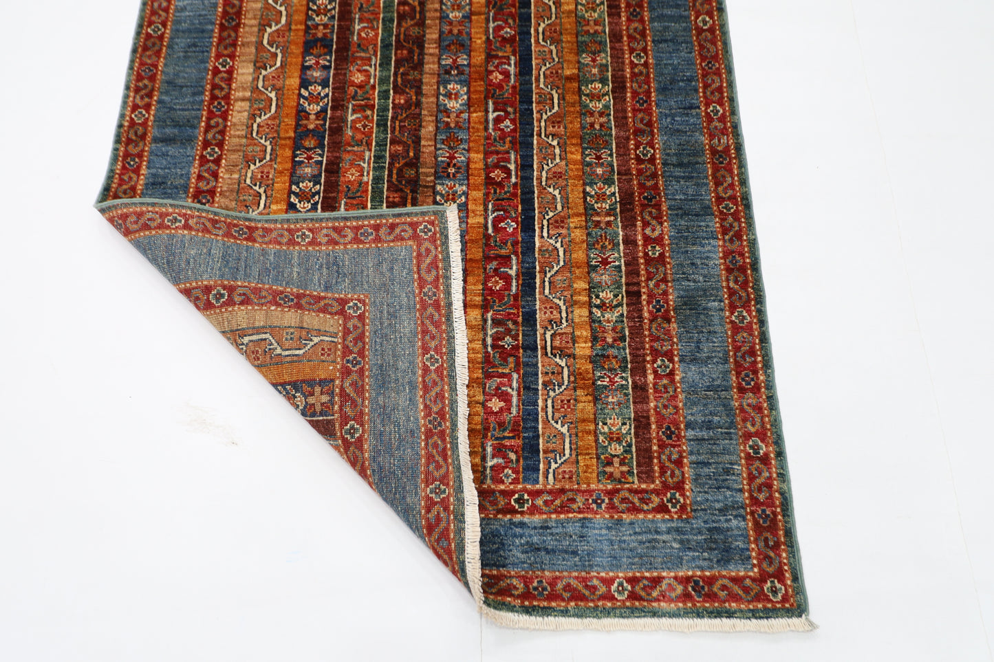 108 x 157 cm | Shawl Afghan Tribal Hand Knotted Natural Veg Dye Wool Carpet