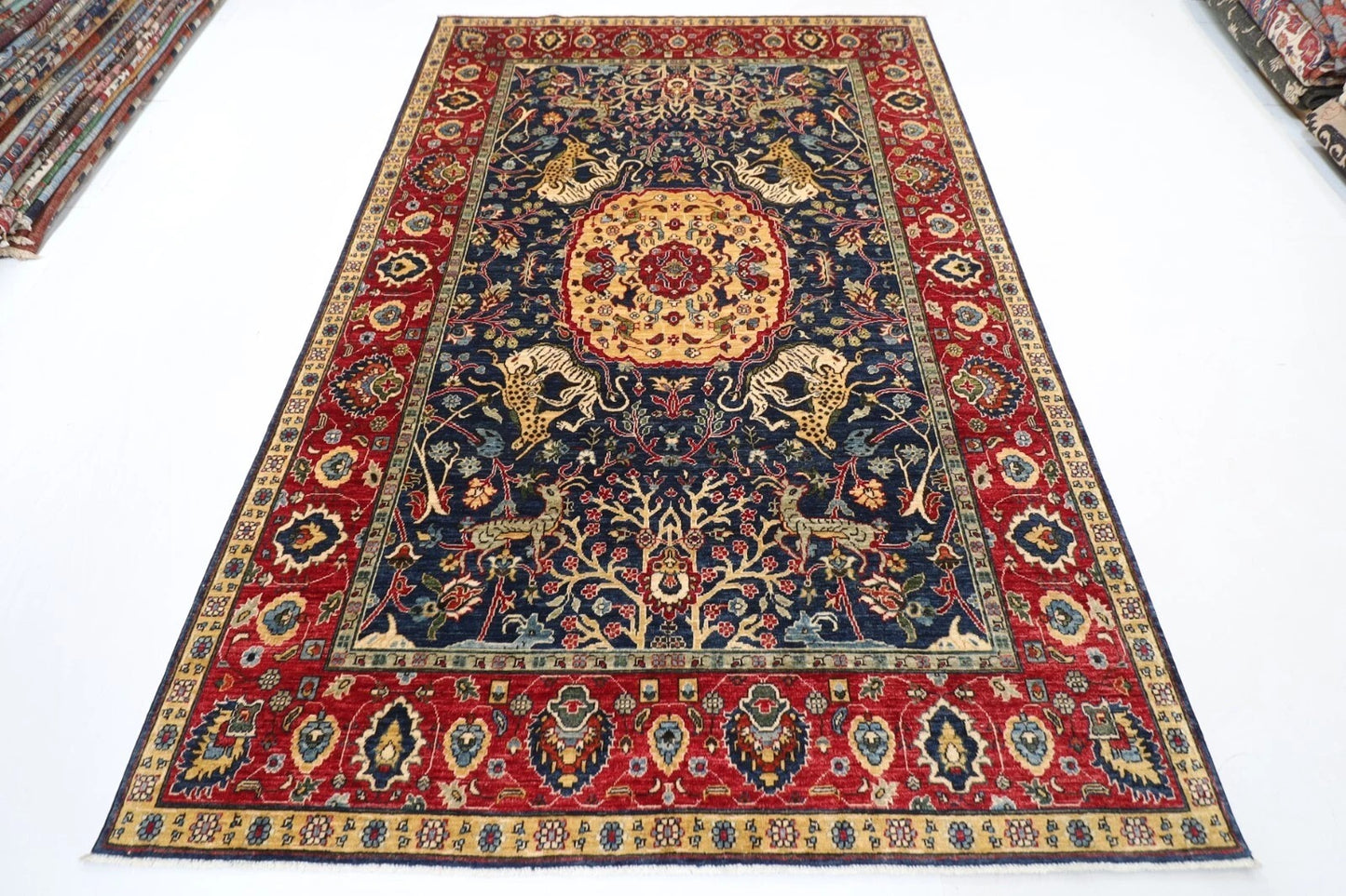 199 x 298 cm | Animal Afghan Tribal Hand Knotted Carpet