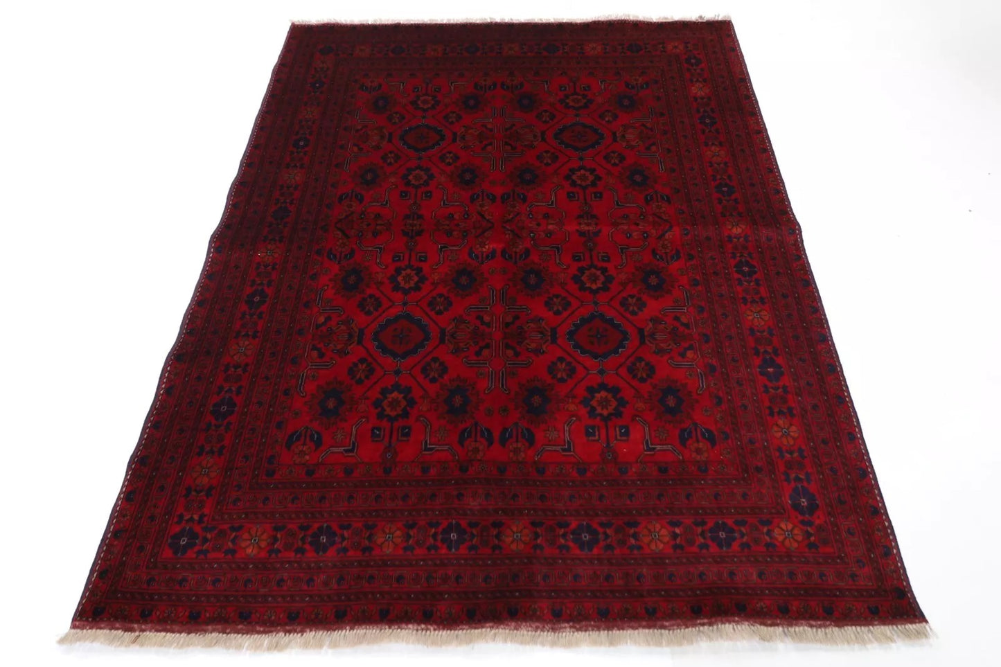154 x 196 cm | Belgic Tribal Hand Knotted Veg Dye Wool Carpet